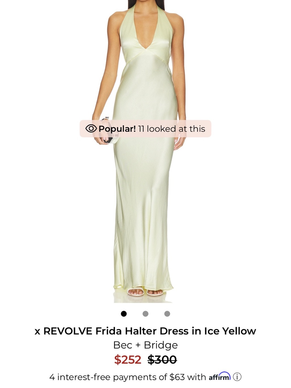 bec + bridge Pale Yellow Halter Maxi Dress